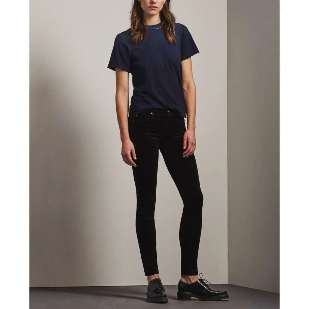 AG Adriano Goldschmied Velvet The Legging Super Skinny Pants Women’s 26 Black - Picture 2 of 13